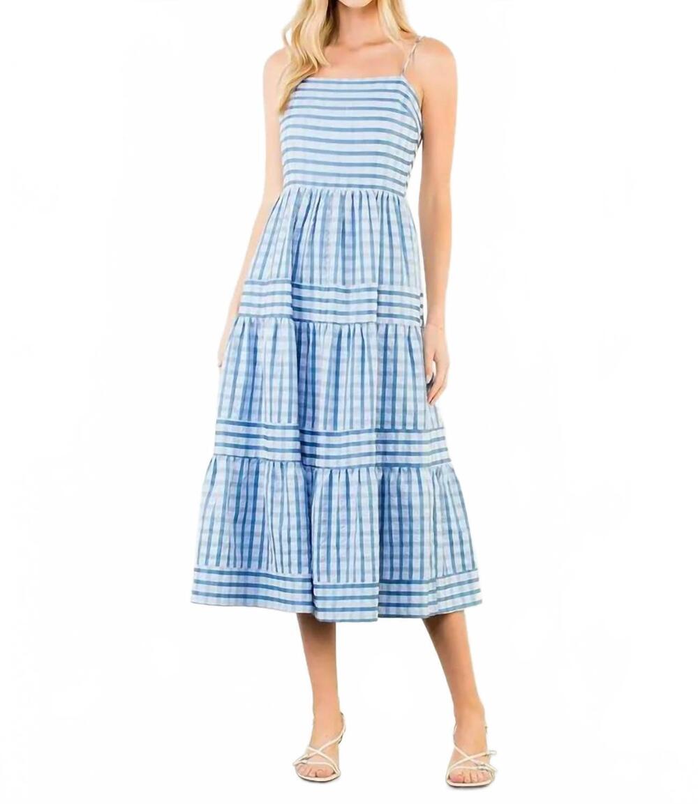 NEW THML tiered midi dress in blue